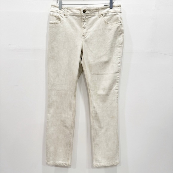 Chico’s So Slimming Slim Leg Jeans New Khaki Size 1 Short - Picture 1 of 12